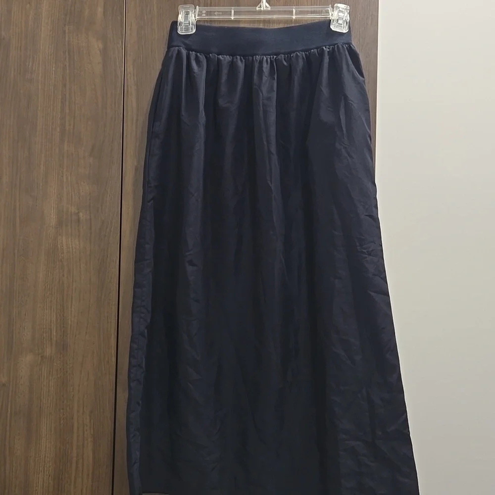 COS-Elastic Waist & Pockets Midi 100% Polyester Navy Skirt-Size 2